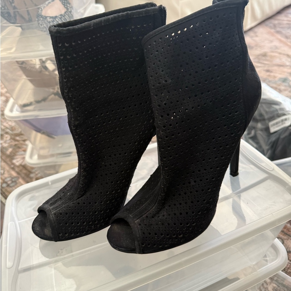 Chinese Laundry Black Perforated Ankle Booties